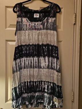 Womens' Tie-Dye Tank Dress - Black & White